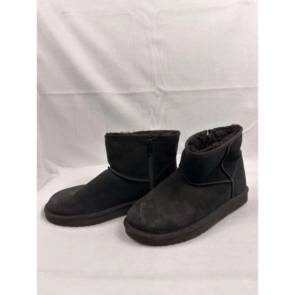 Koolaburra by UGG Koola Short Black Suede Ankle Boots Side Zip 1116770 Womens 5